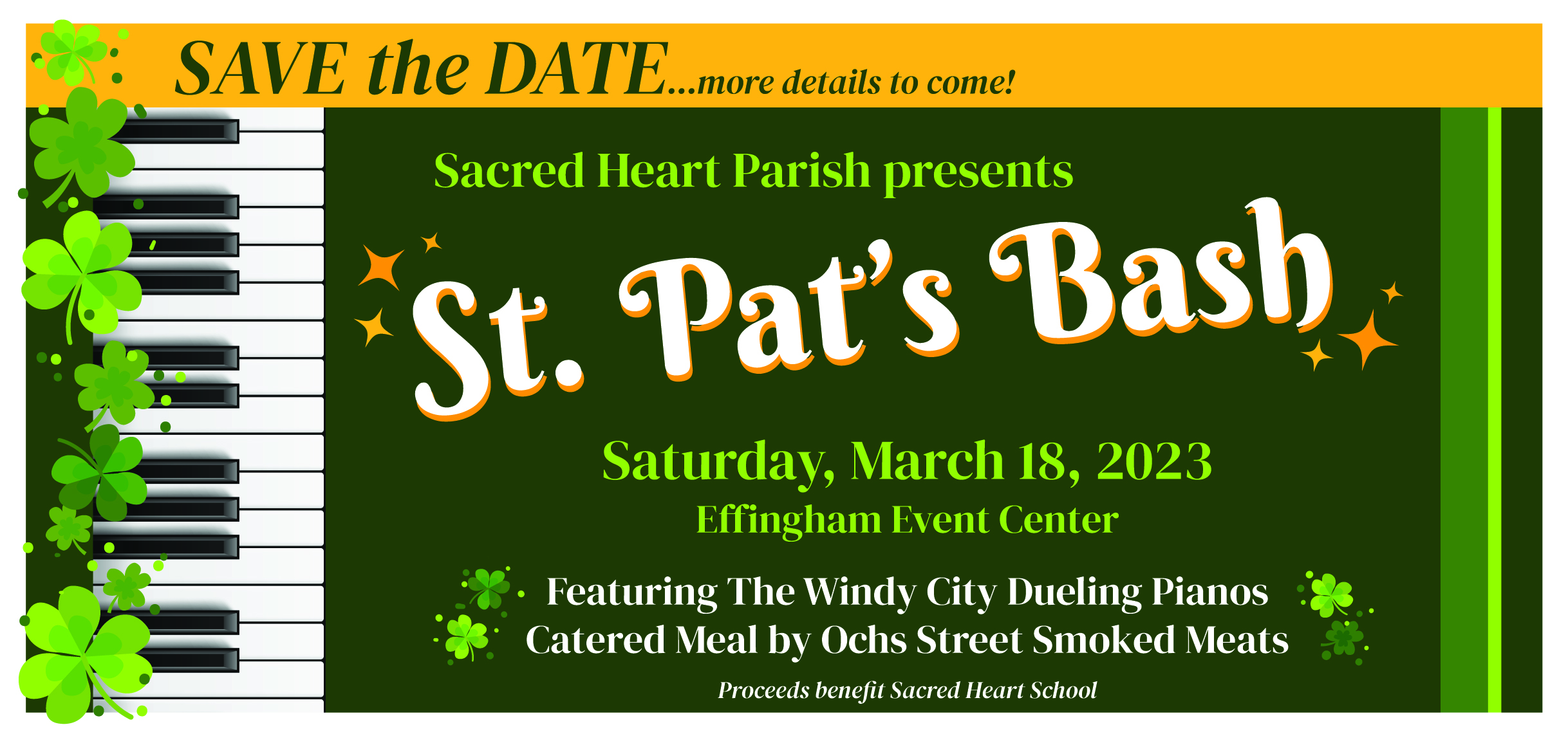 Save the Date announcement for St Pat's Bash
